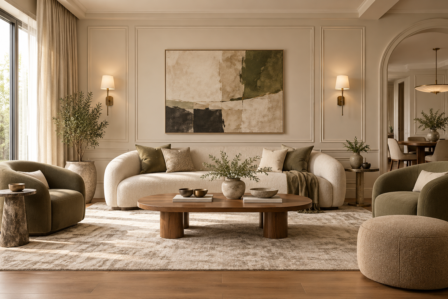 Elegant residential interior with balanced proportions and a soft neutral palette